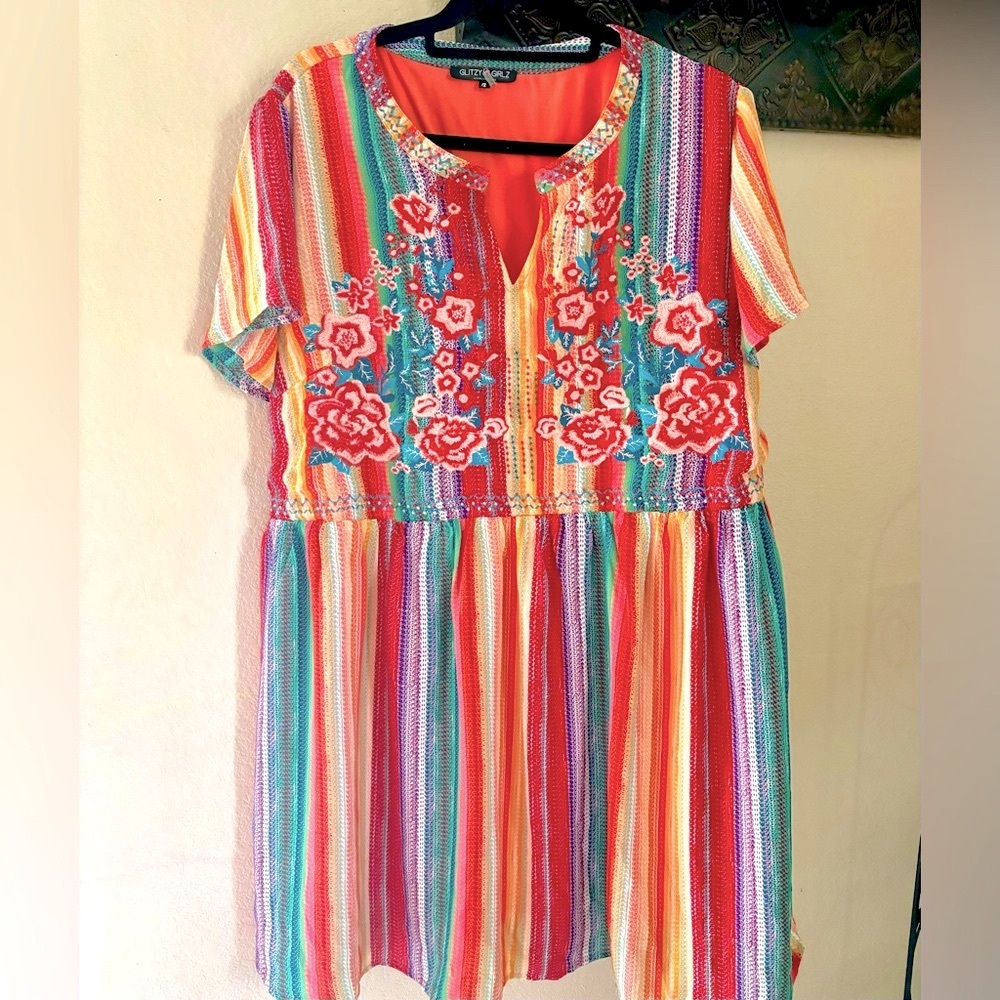 Glitzy girls colorful dress 1x